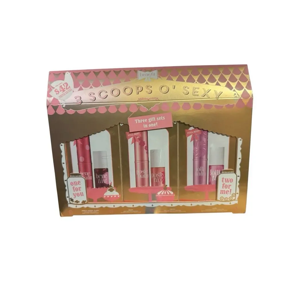 Benefit Scoops O' Sexy 3-Piece Lip Balm Gift Set NEW Benetint Discontinued Set